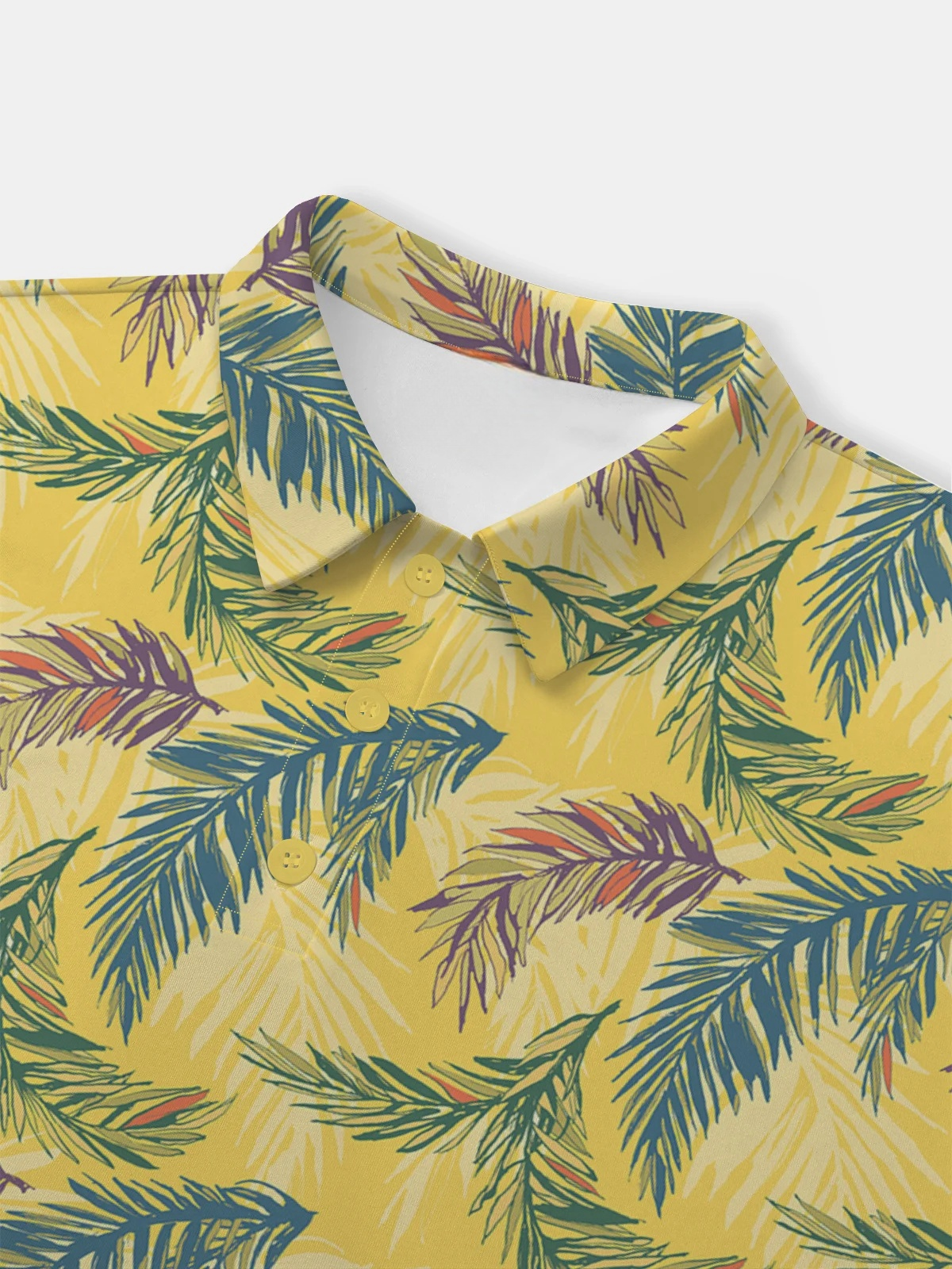Moisture-wicking Golf Polo Tropical Plant Palm Leaf