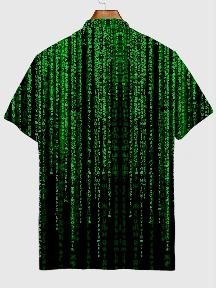 Tech Information Technology Matrix Background Printing Short Sleeve Polo