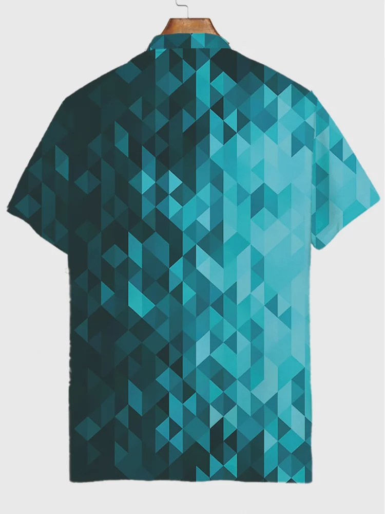 Abstract Blue Geometric Mosaic Background Printing Short Sleeve Polo