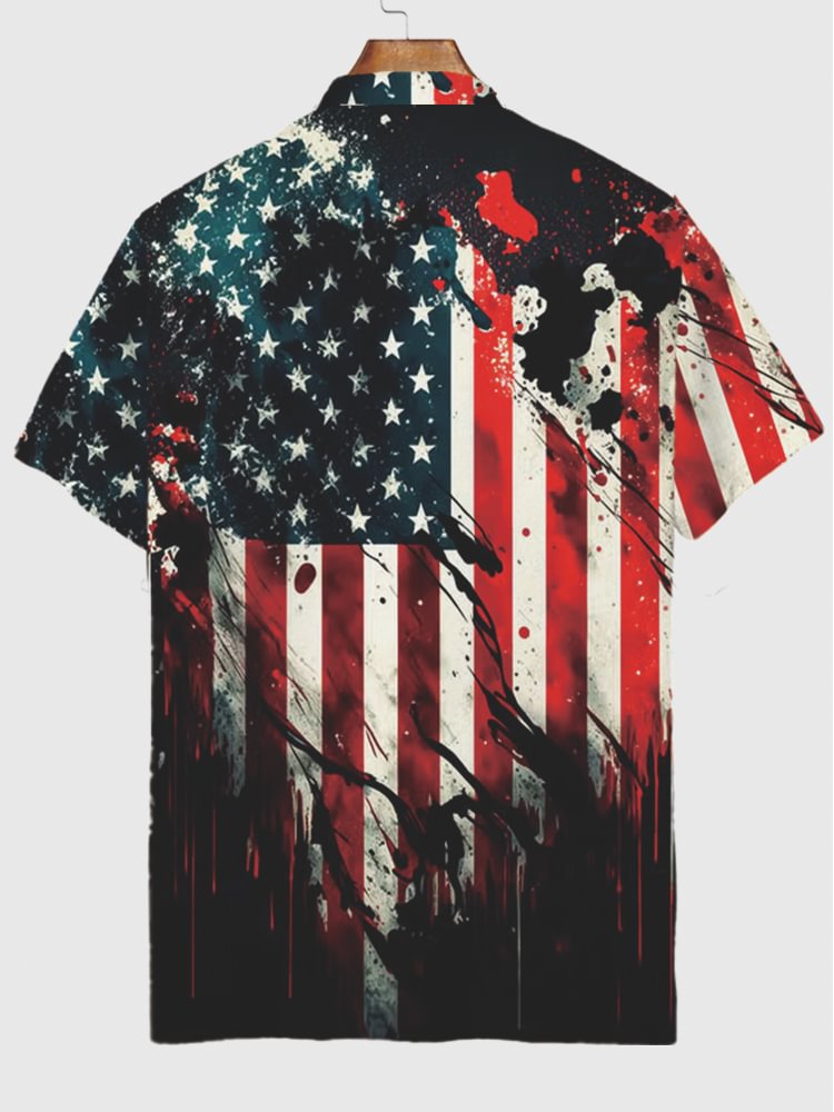 Flag Art Flag And Splash Ink Pattern Printing Short Sleeve Polo