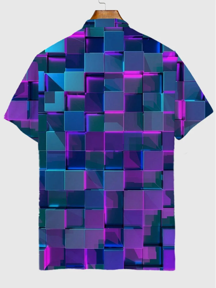 Optical Illusion Art Bright Abstract Mosaic Geometric Pattern Printing Short Sleeve Polo
