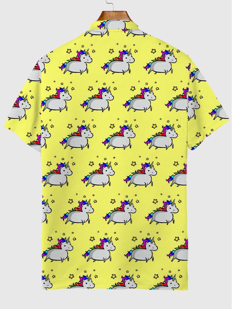 Cute Style Rainbow Unicorns Printing Short Sleeve Polo
