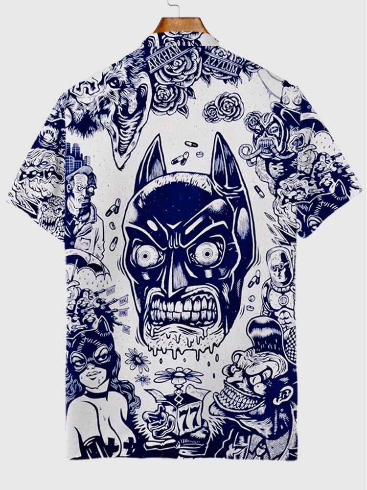 Tattoo Pattern Mask Man Pattern Printing Short Sleeve Polo
