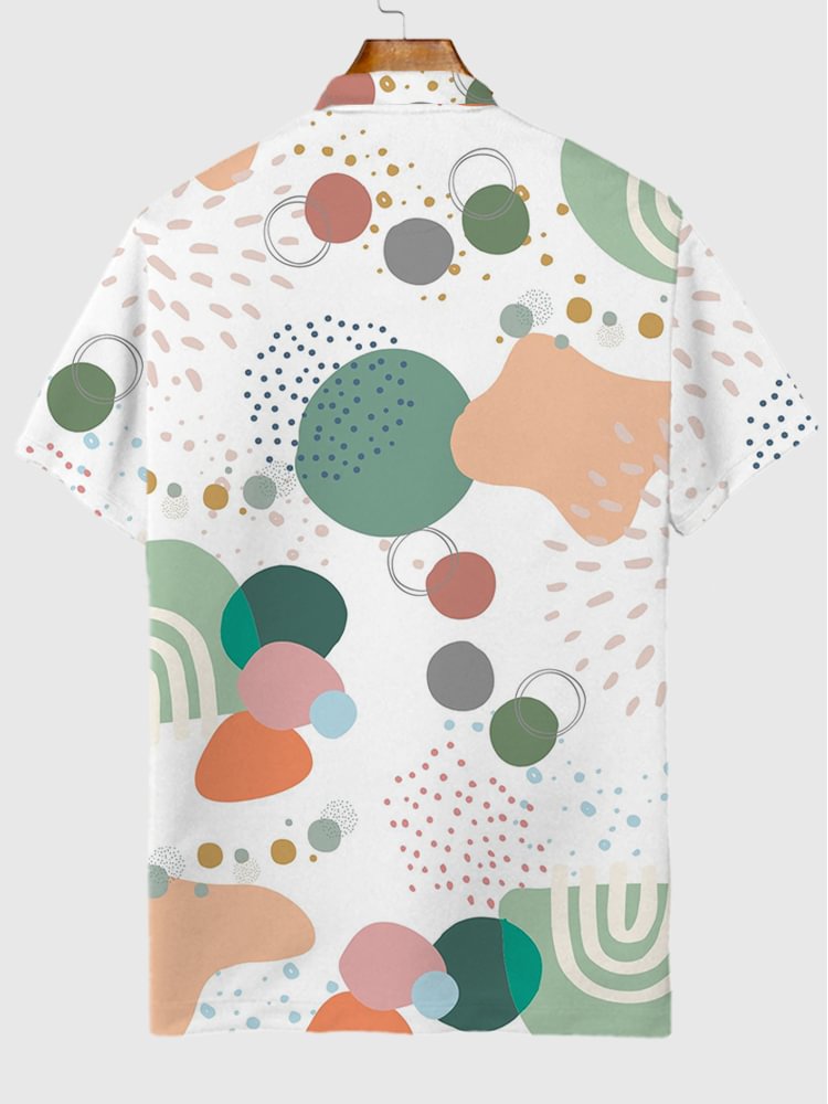 Summer Fresh Geometric Element Art Painting Printing Short Sleeve Polo