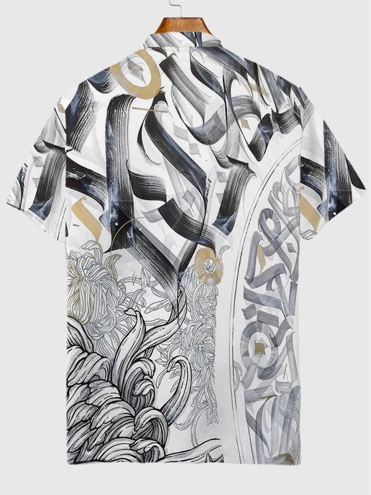 Luxurious Ethnic Style Pattern Printing Short Sleeve Polo