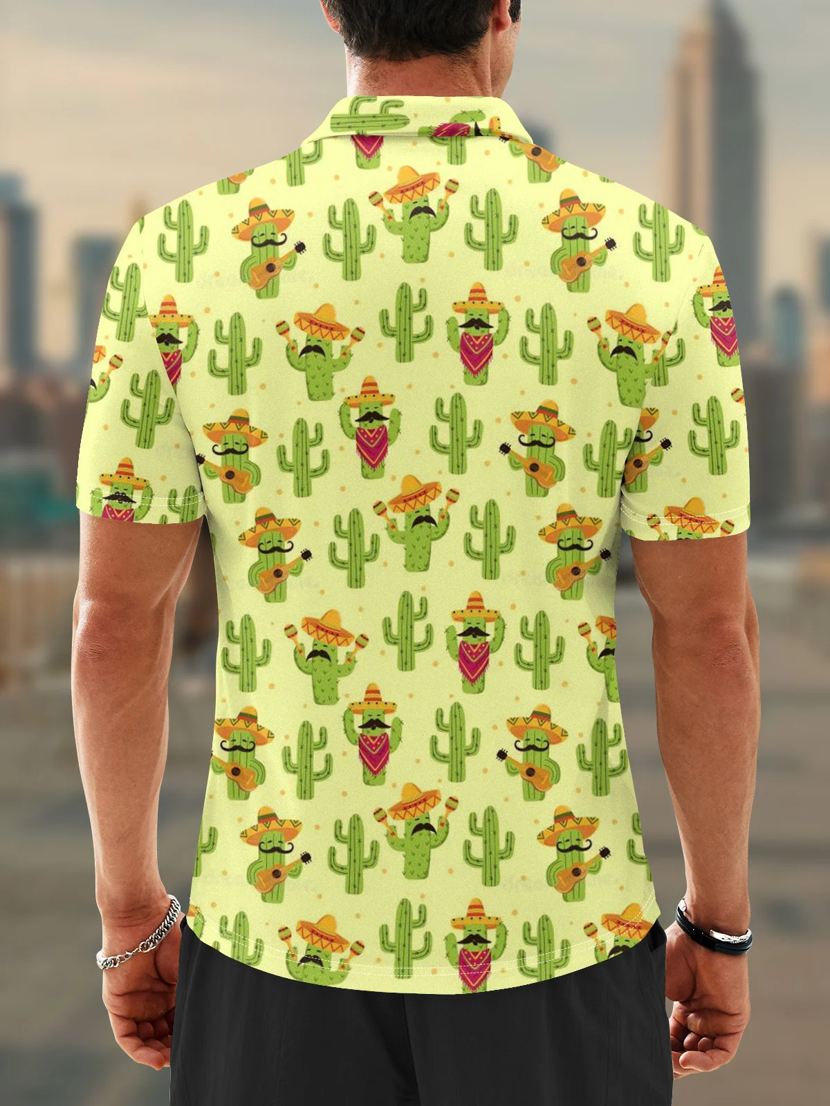 Moisture Wicking Cinco de Mayo Cactus Guitar Music Golf Polo