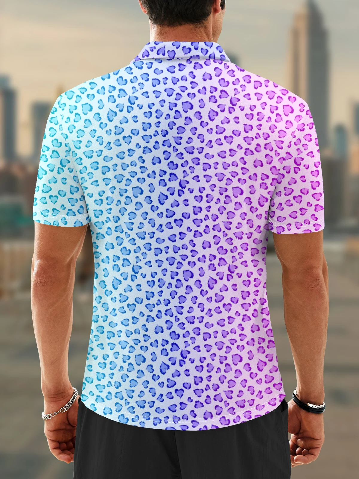 Moisture Wicking Dinosaur Leopard Gradient Color Golf Polo