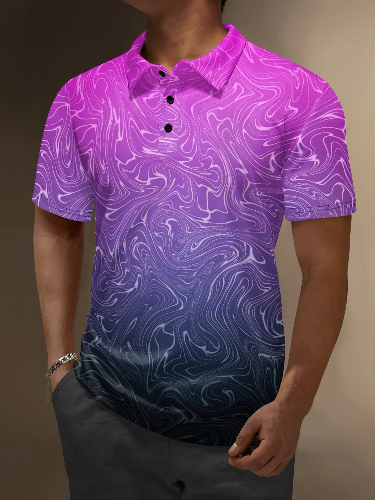 Moisture Wicking Hawaiian Coconut Tree Gradient Color Golf Polo