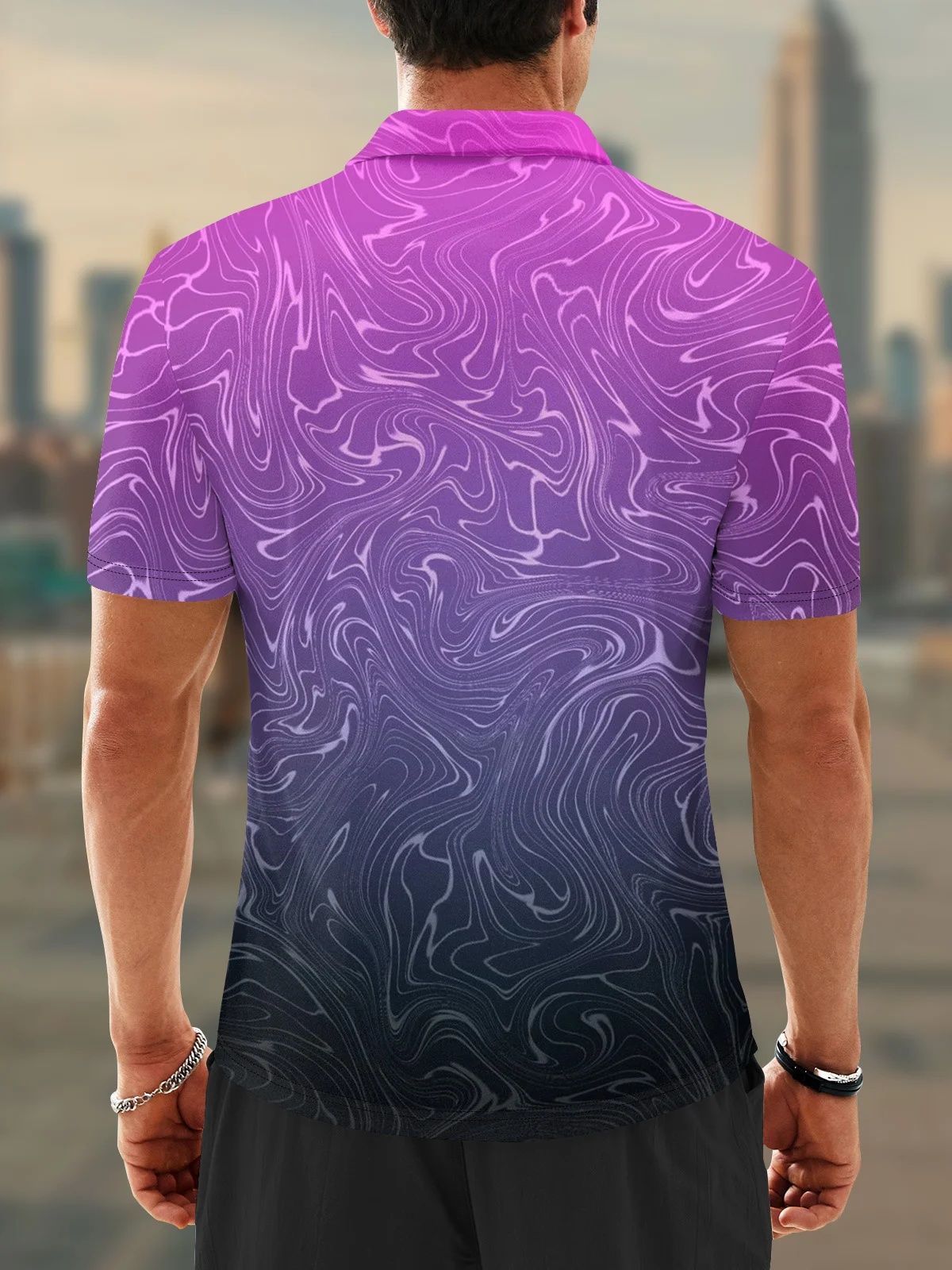 Moisture Wicking Hawaiian Coconut Tree Gradient Color Golf Polo