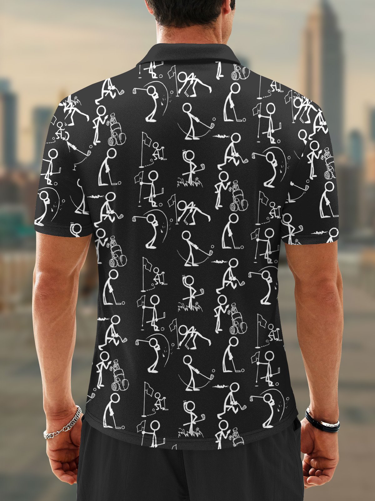 Moisture Wicking Abstract Line Drawing Of People Golf Polo