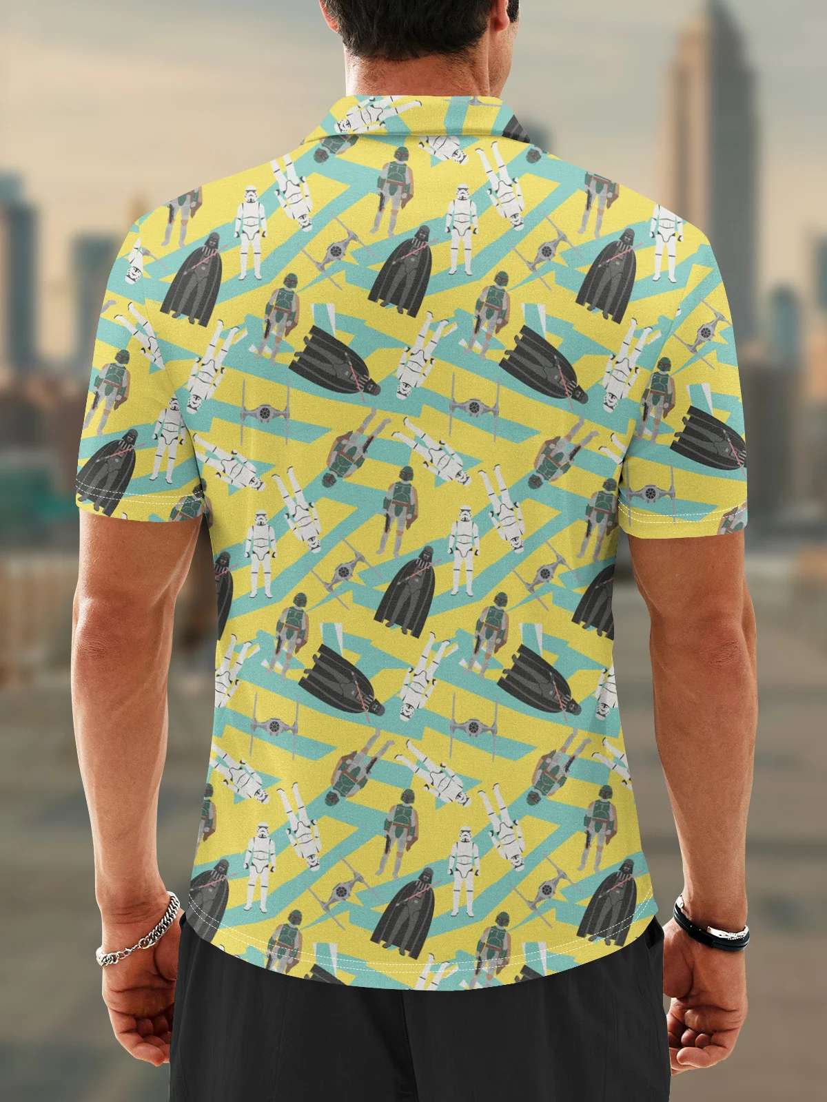 Moisture Wicking Star Geometry Spaceship Golf Polo