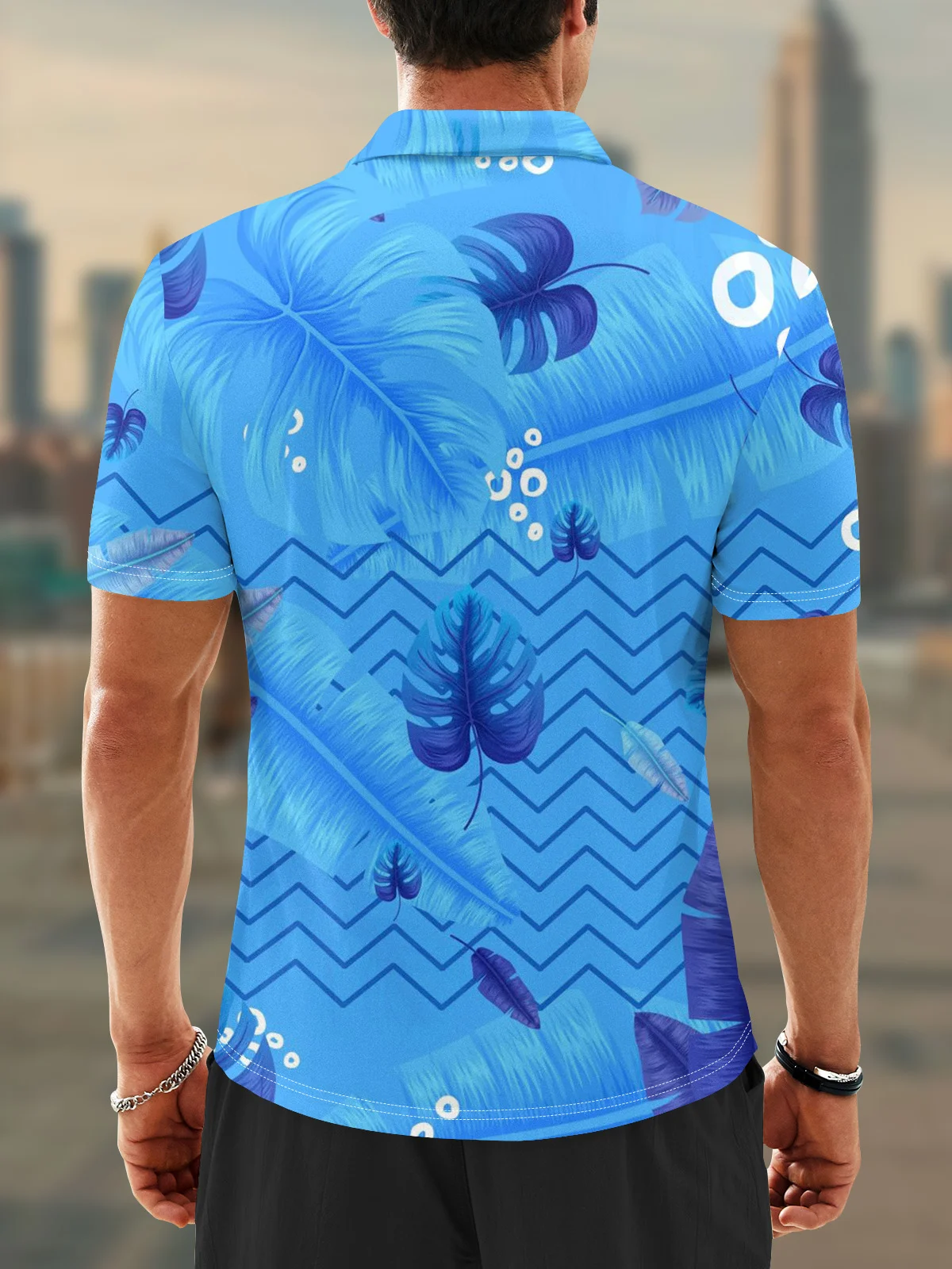 Moisture Wicking Hawaiian Coconut Tree Geometry Golf Polo