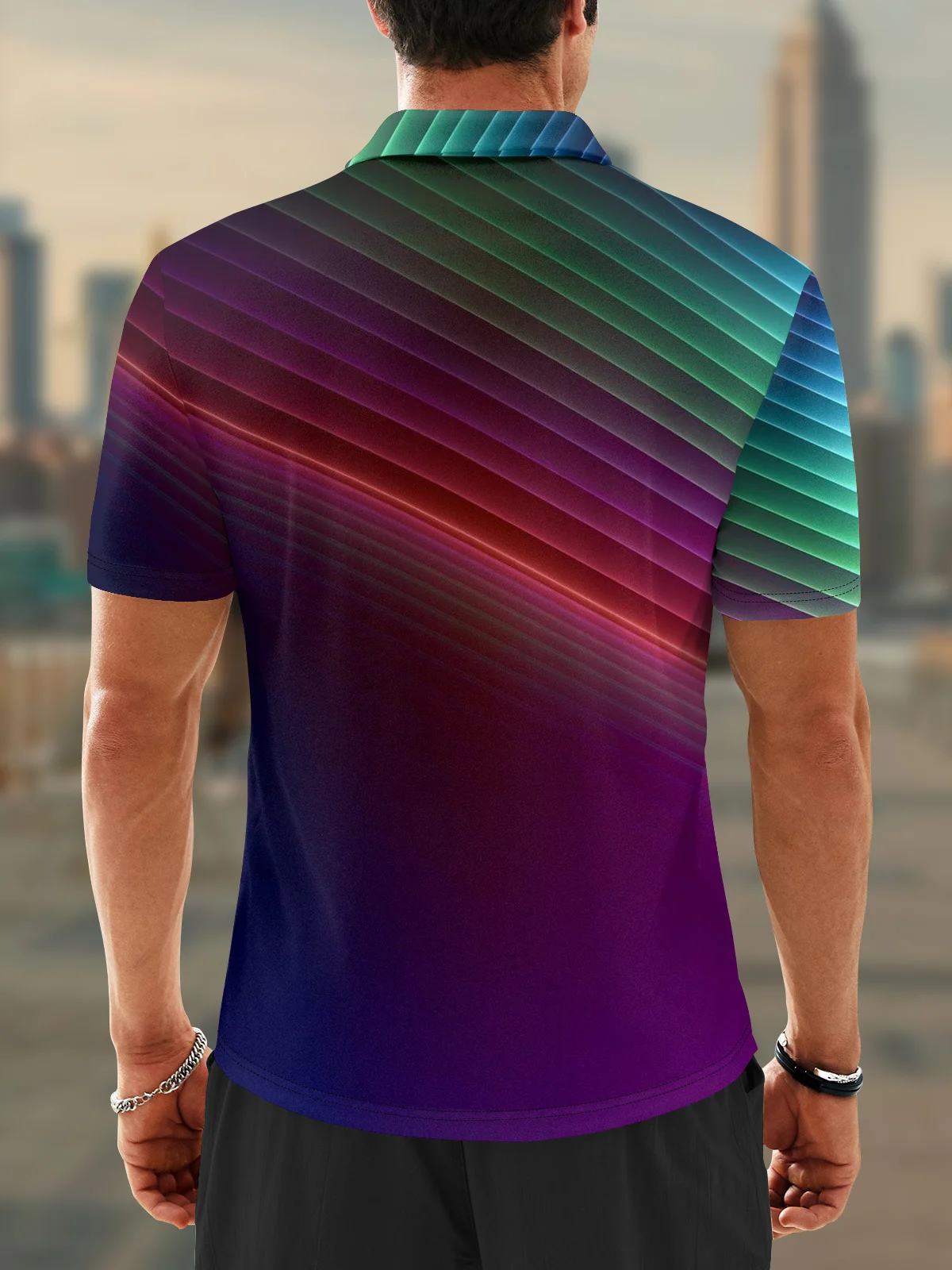 Moisture Wicking Artistic Abstract Gradient Colors Golf Polo