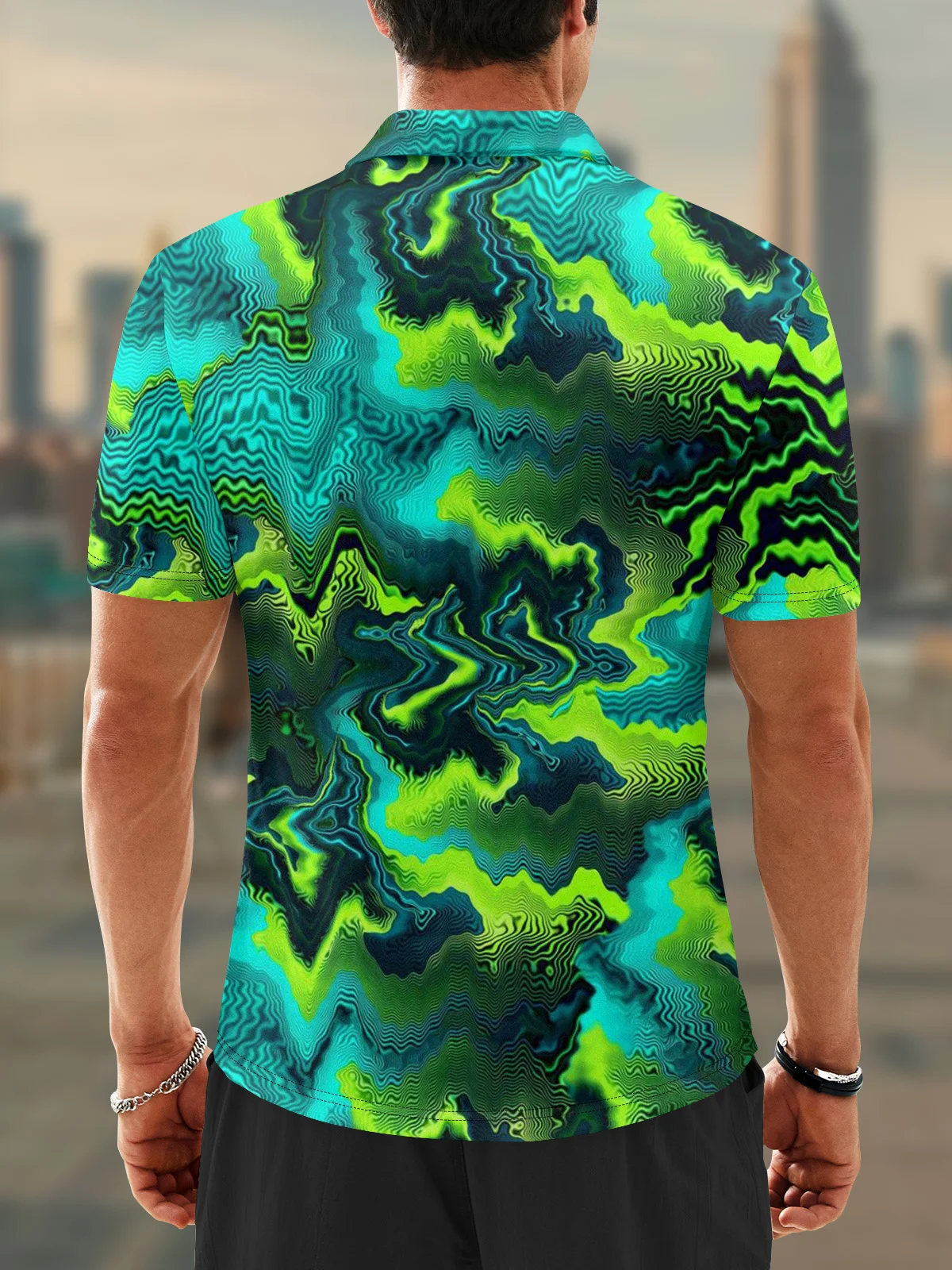 Moisture Wicking Artistic Abstract Gradient Colors Golf Polo