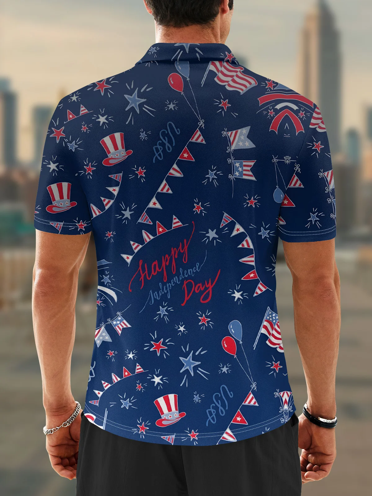 Moisture Wicking Independence Day American Flag Golf Polo