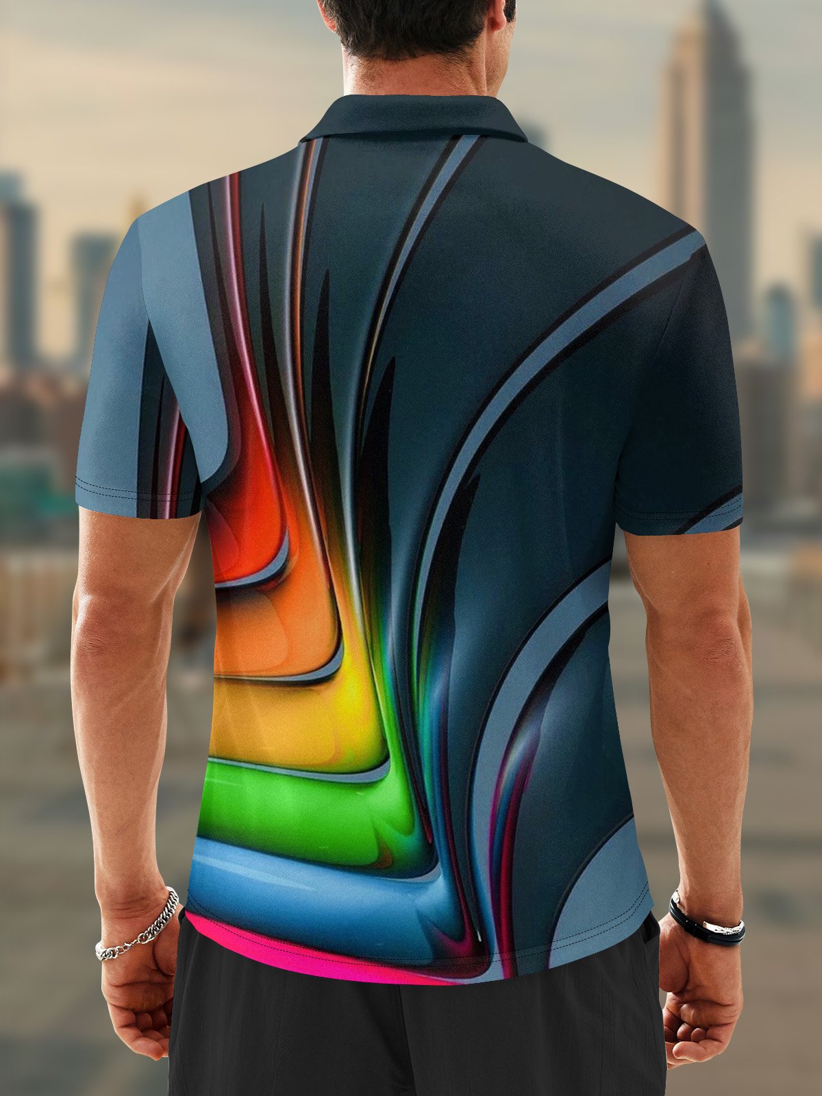 Moisture Wicking Abstract Gradient Golf Polo