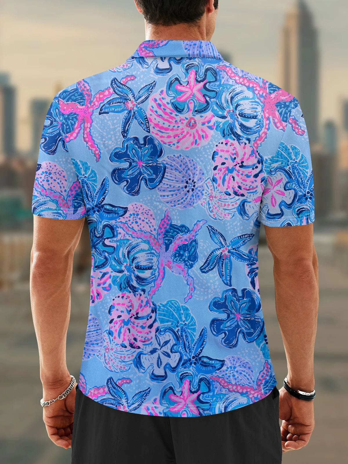 Moisture Wicking Hawaiian Flowers Golf Polo