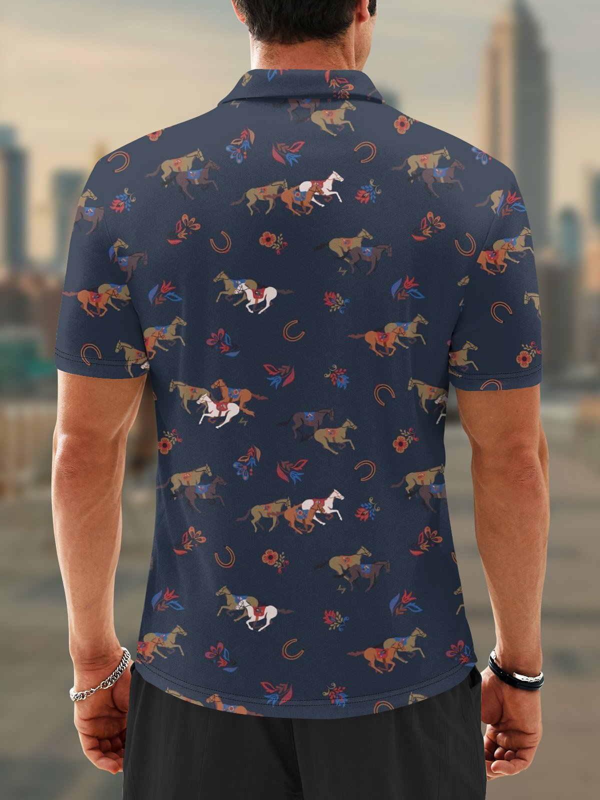 Moisture Wicking Kentucky Derby Horse Golf Polo