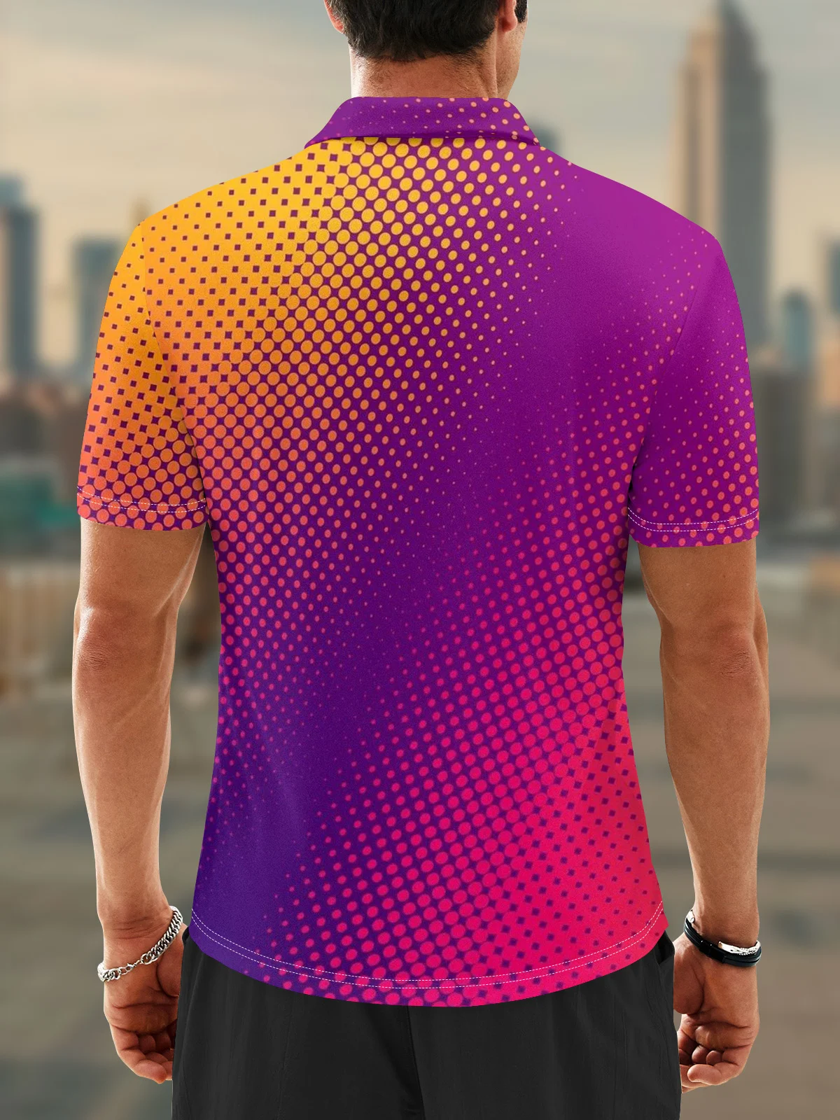Moisture Wicking Hawaiian Parrot Polka Dot Gradient Color Golf Polo