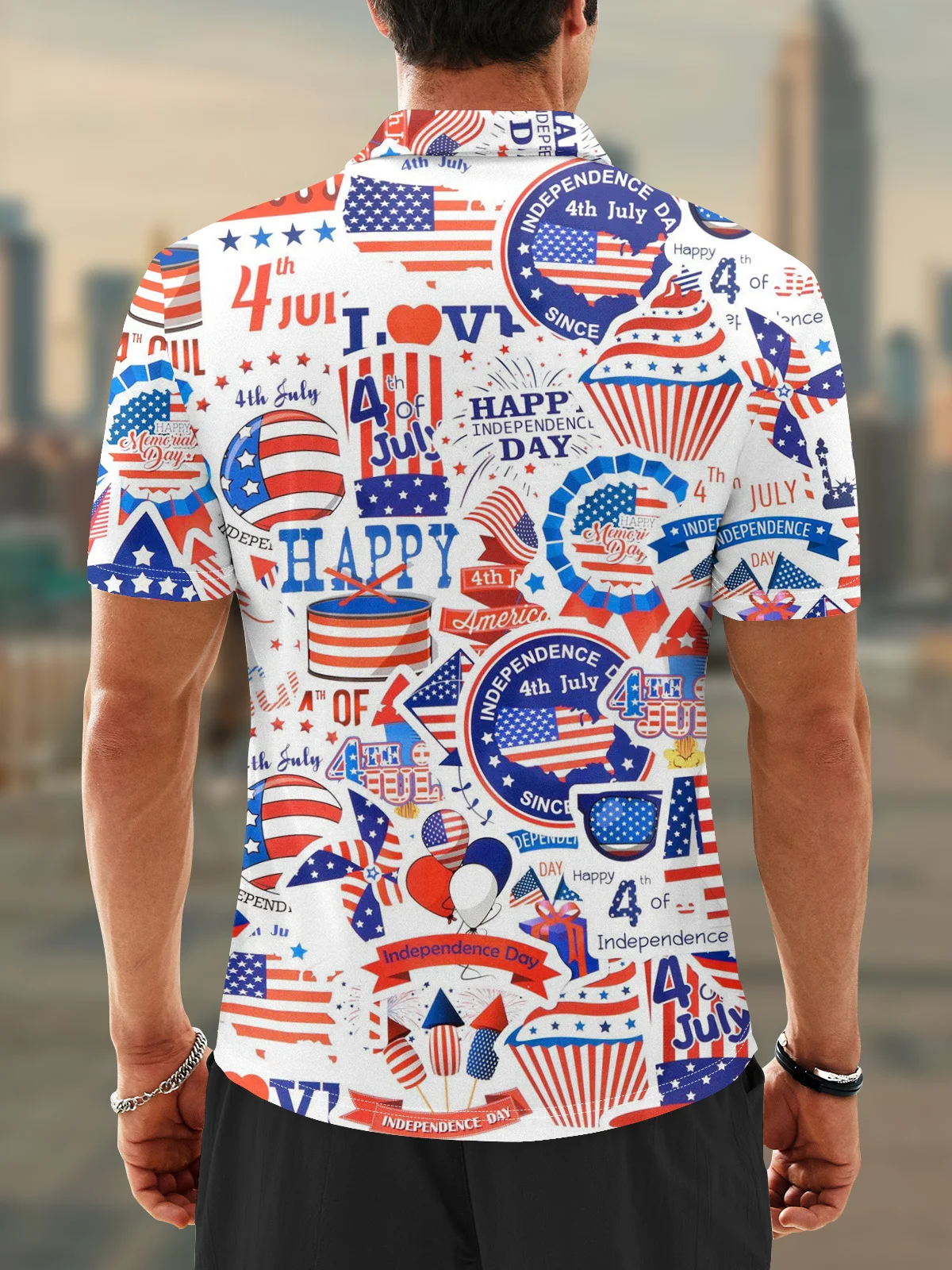 Moisture Wicking Independence Day American Flag Golf Polo