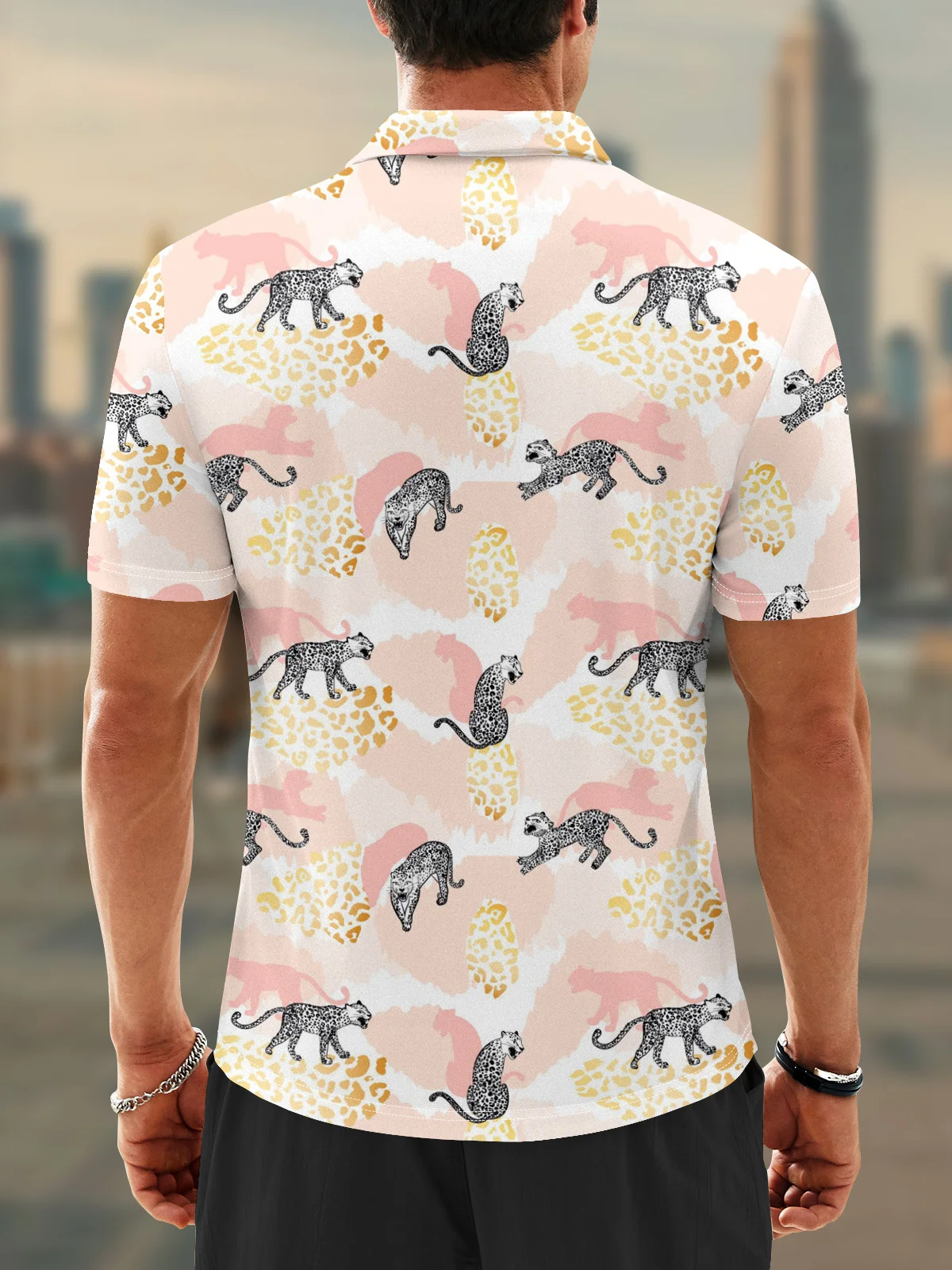 Moisture Wicking Leopard Print Golf Polo