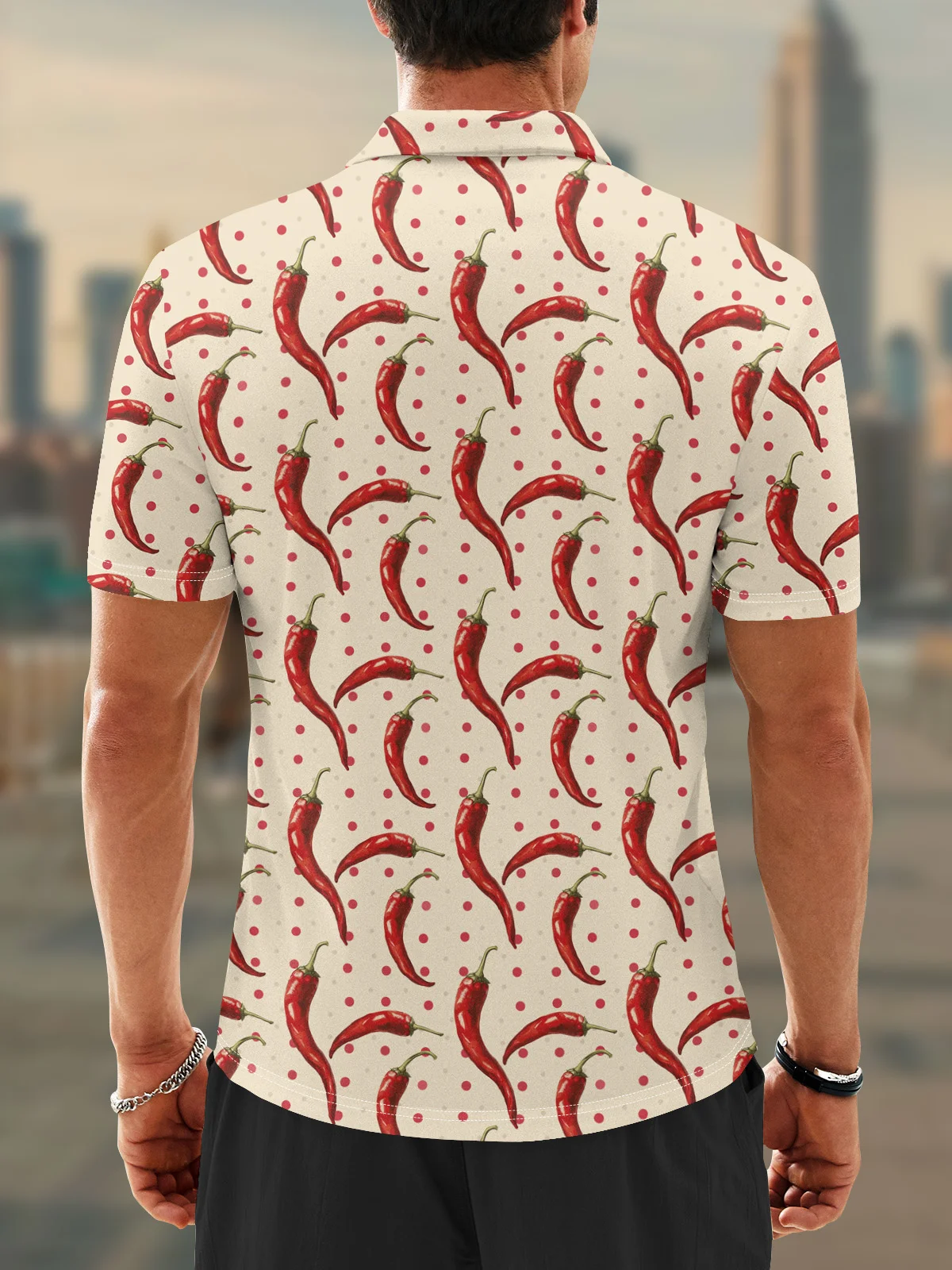 Moisture Wicking Cinco de Mayo Chili Polka Dots Golf Polo