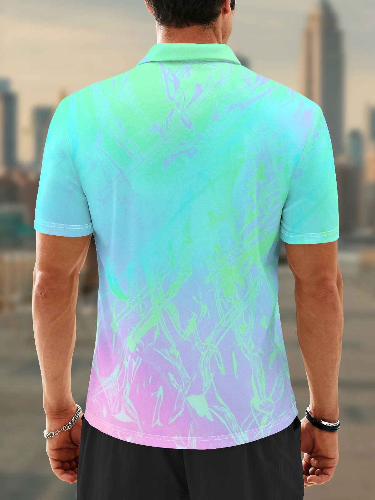 Moisture Wicking Artistic Abstract Gradient Colors Golf Polo