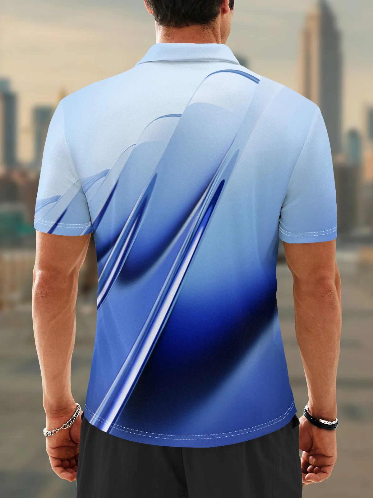 Moisture Wicking Artistic Abstract Gradient Colors Golf Polo