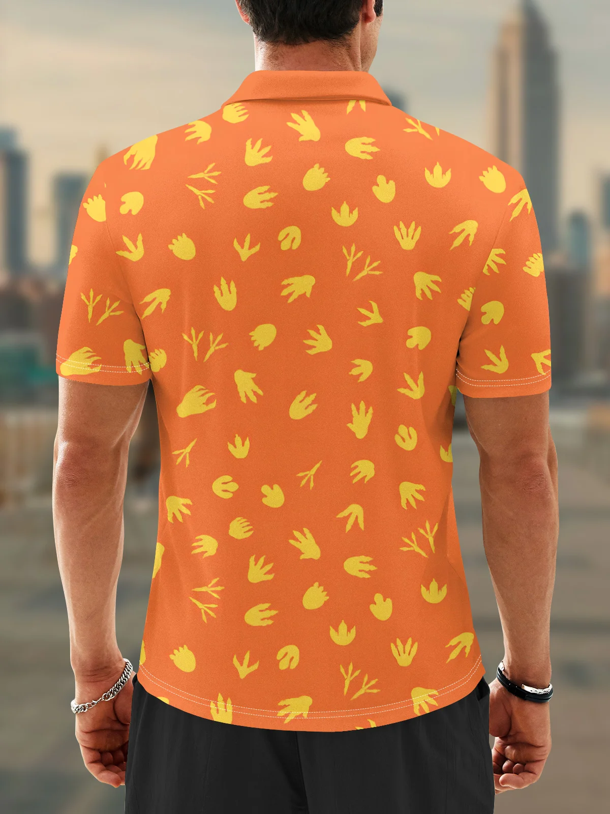 Moisture Wicking Father's Day Papa Saurus Dinosaur Coconut Tree Golf Polo