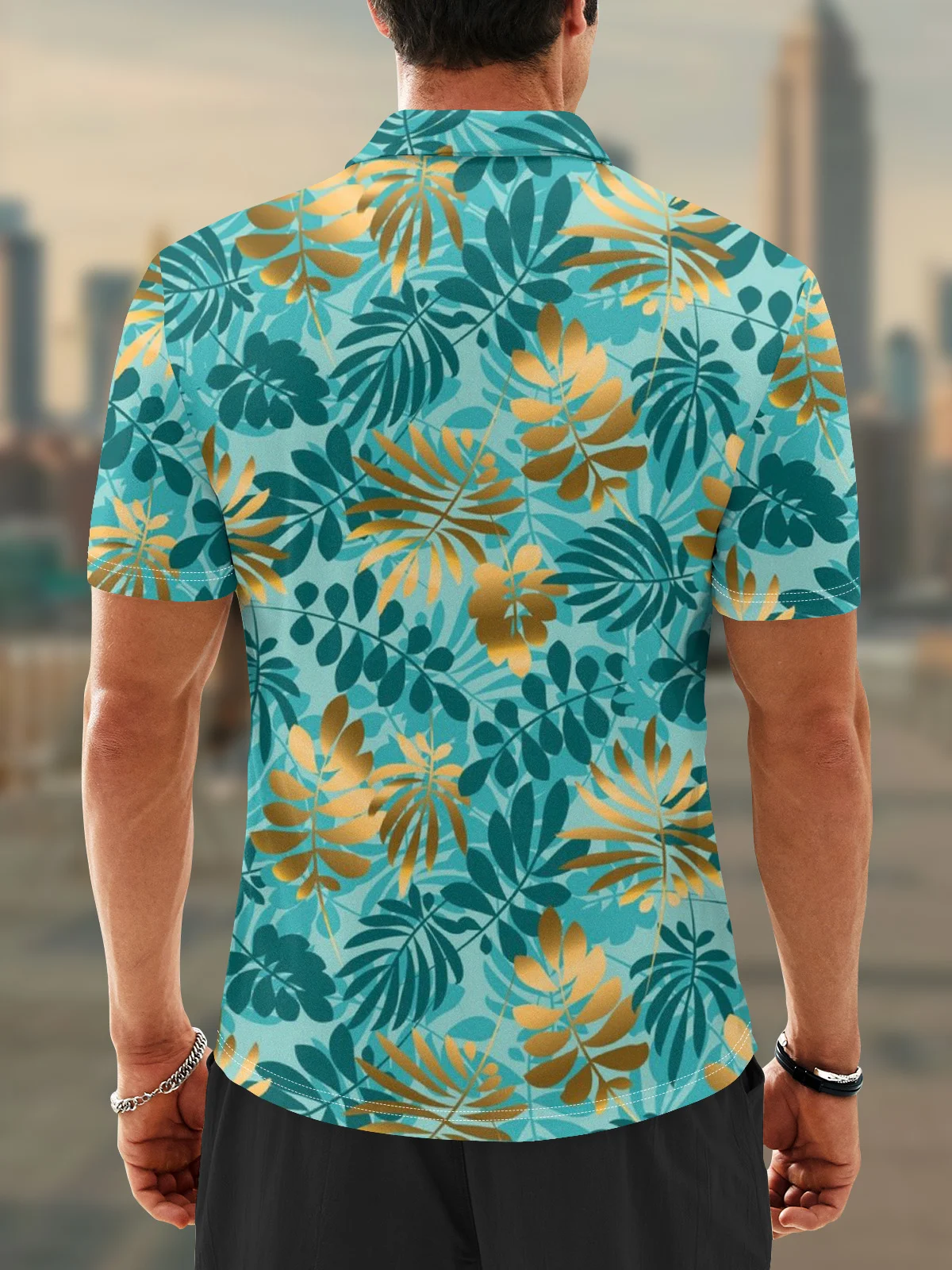 Moisture Wicking Hawaiian Palm Leaves Golf Polo