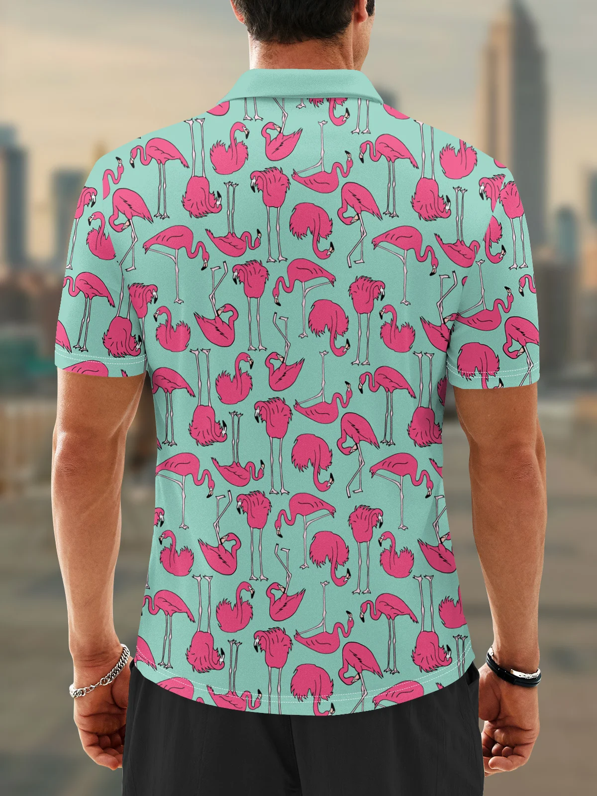 Moisture Wicking Hawaiian Flamingo Golf Polo