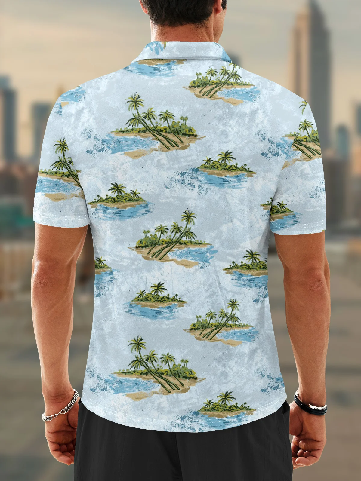 Moisture Wicking Hawaii Coconut Tree Island Golf Polo