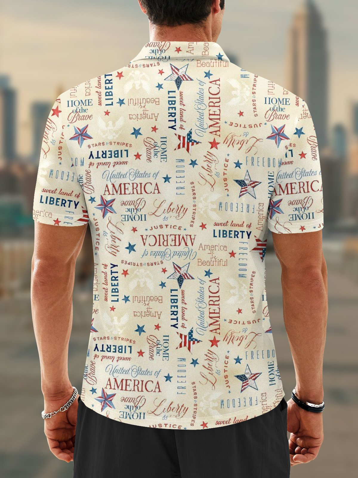 Moisture Wicking Independence Day American Flag Golf Polo