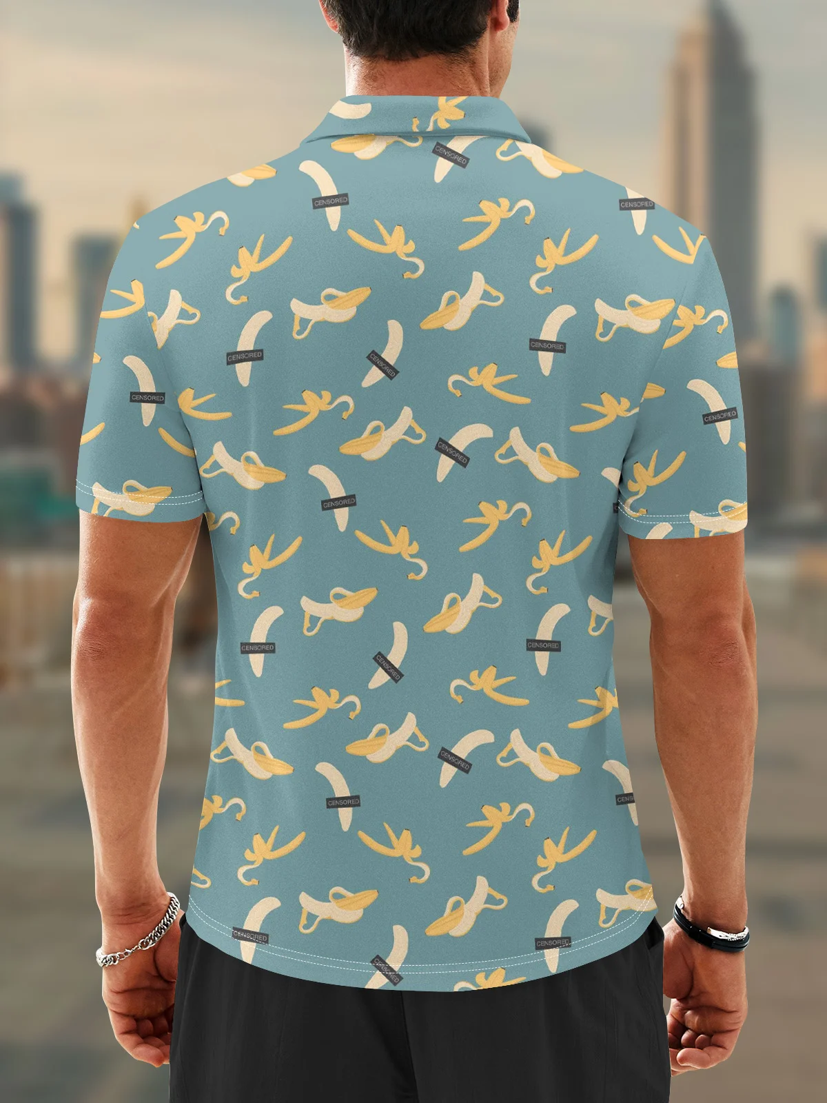 Moisture Wicking Banana Fruit Letters Funny Golf Polo