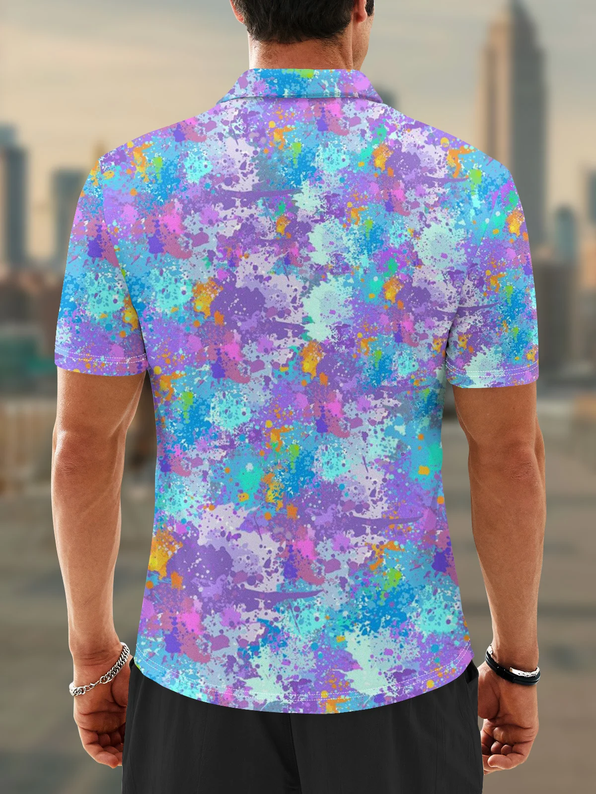 Moisture Wicking Artistic Abstract Gradient Colors Golf Polo