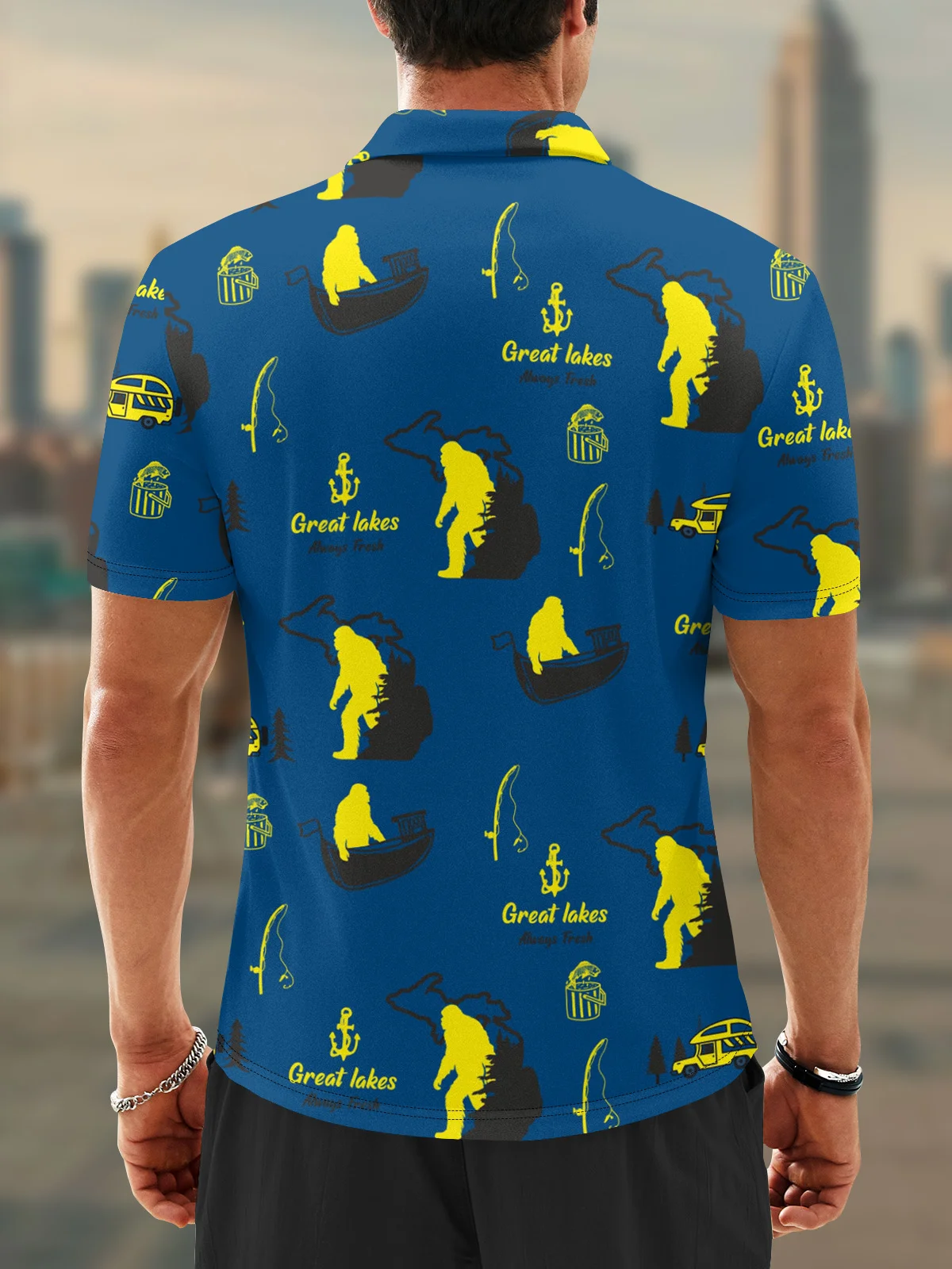 Moisture Wicking Bigfoot Fishing Boat Anchor Golf Polo