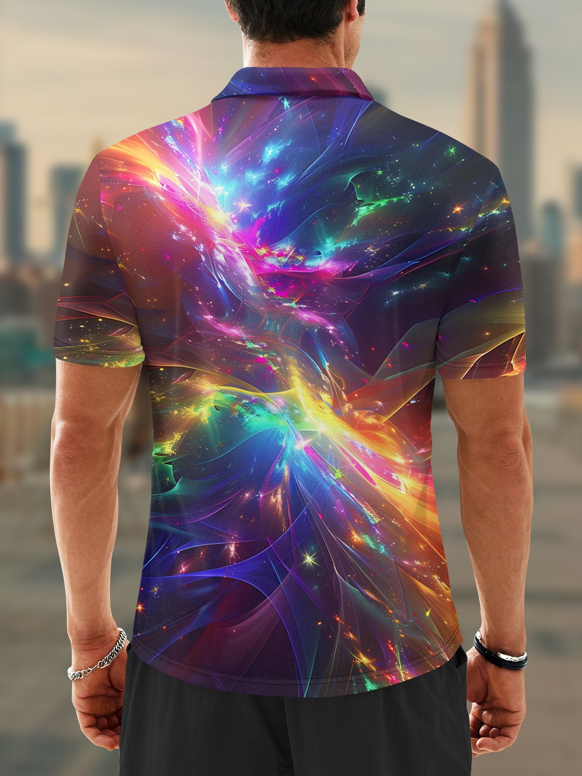 Moisture Wicking Artistic Abstract Gradient Colors Golf Polo