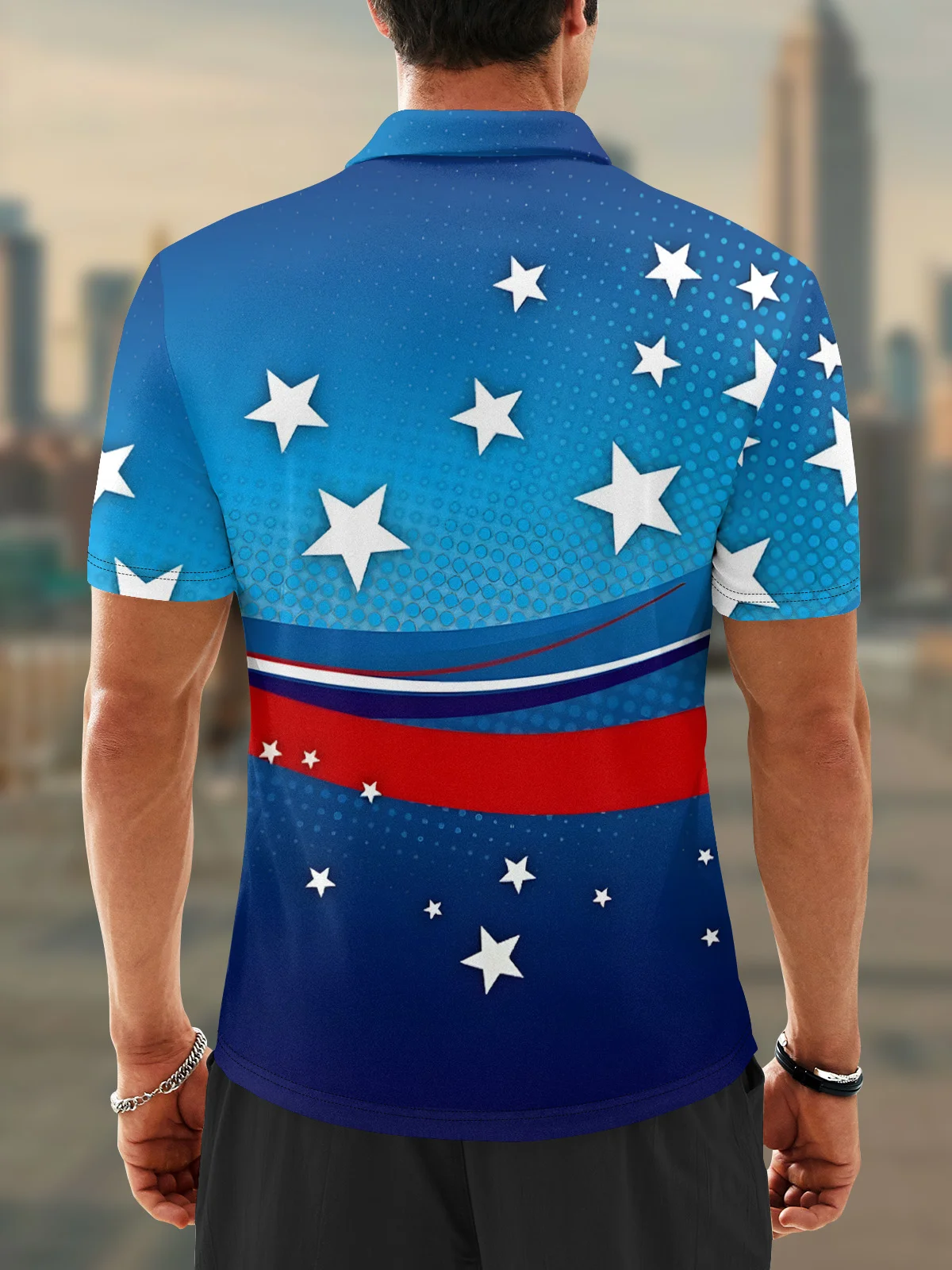 Moisture Wicking American Flag Day Polka Dot Golf Polo