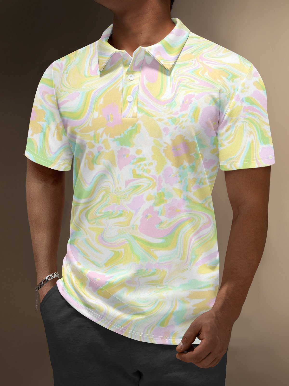 Moisture Wicking Artistic Abstract Gradient Colors Golf Polo