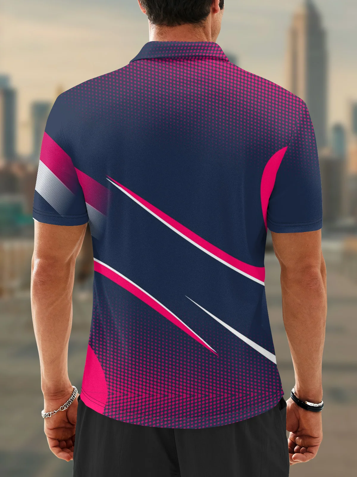 Moisture Wicking Artistic Geometric Dots Golf Polo