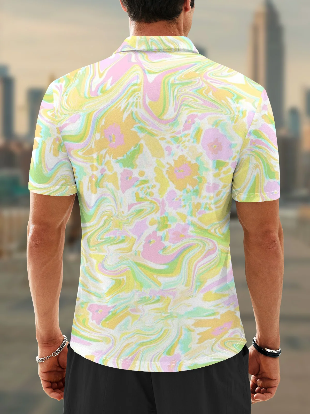 Moisture Wicking Artistic Abstract Gradient Colors Golf Polo