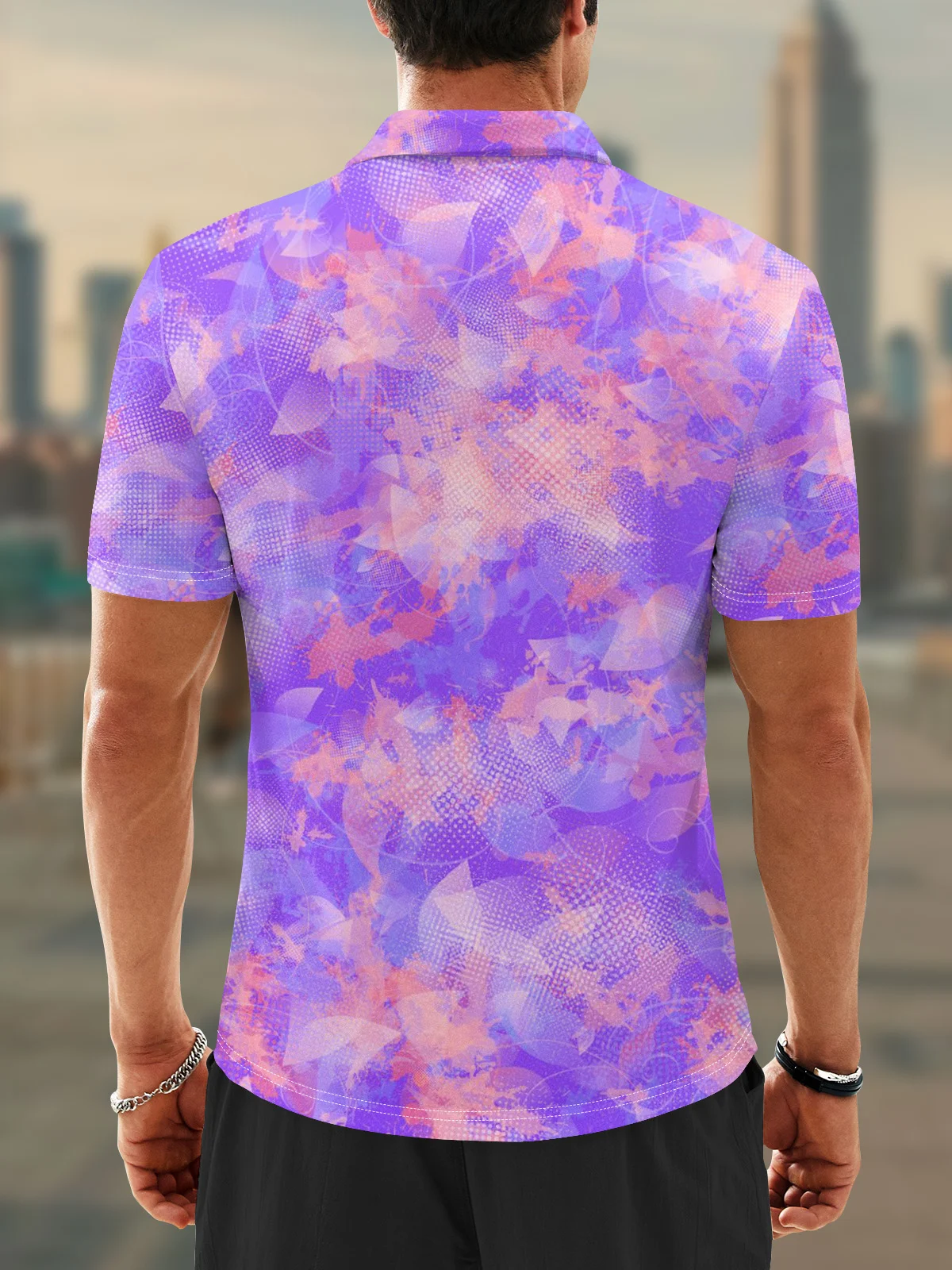 Moisture Wicking Artistic Abstract Gradient Colors Golf Polo