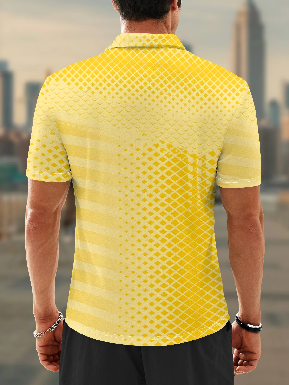 Moisture Wicking Bee Polka Dot Stripes Golf Polo