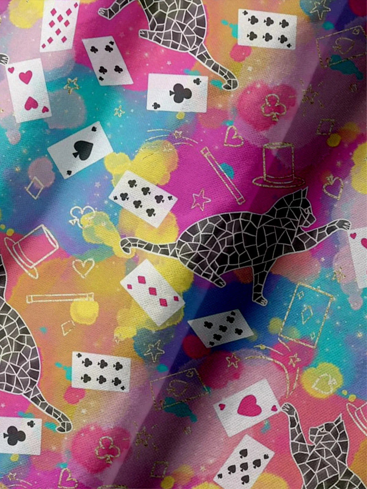 Moisture Wicking Ombre Playing Cards Geometric Cat Short Sleeve Golf Polo