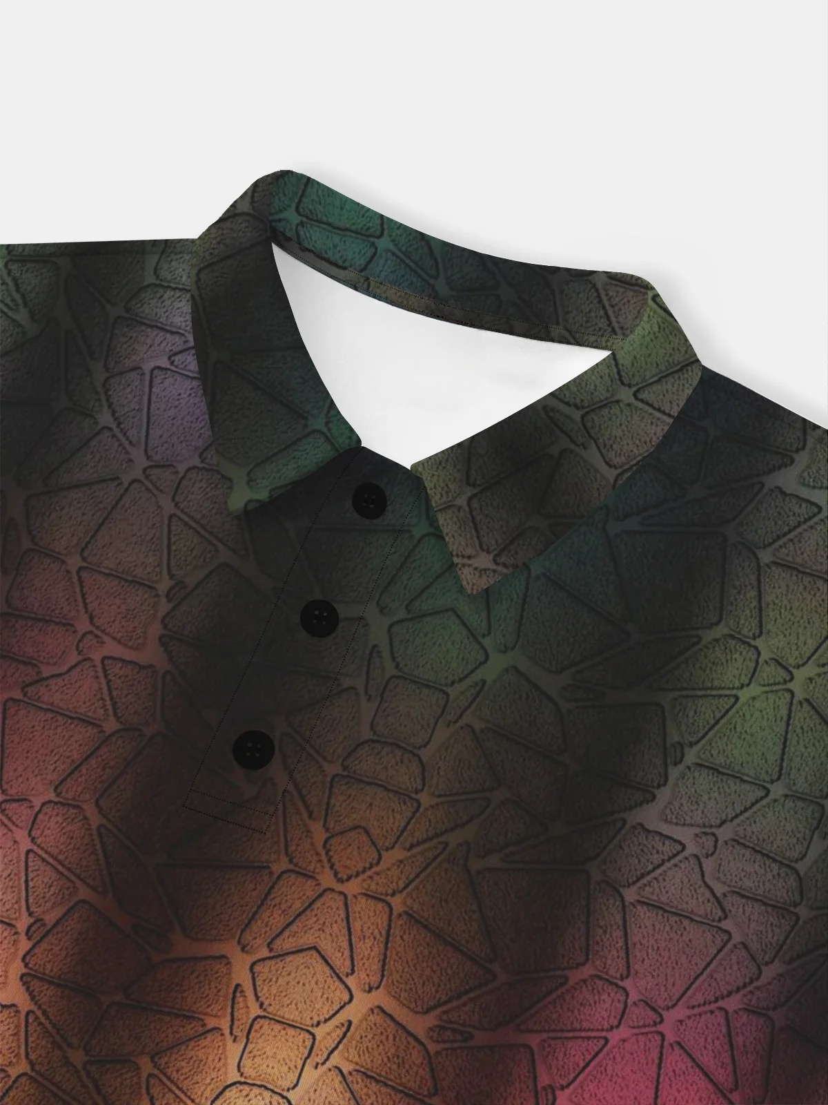 Moisture Wicking 3D Abstract Gradient Color Block Short Sleeve Golf Polo