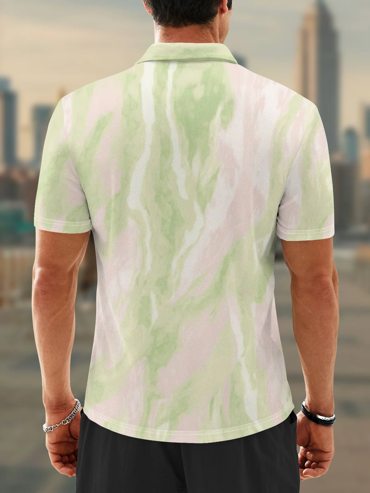 Moisture Wicking Artistic Abstract Gradient Colors Golf Polo