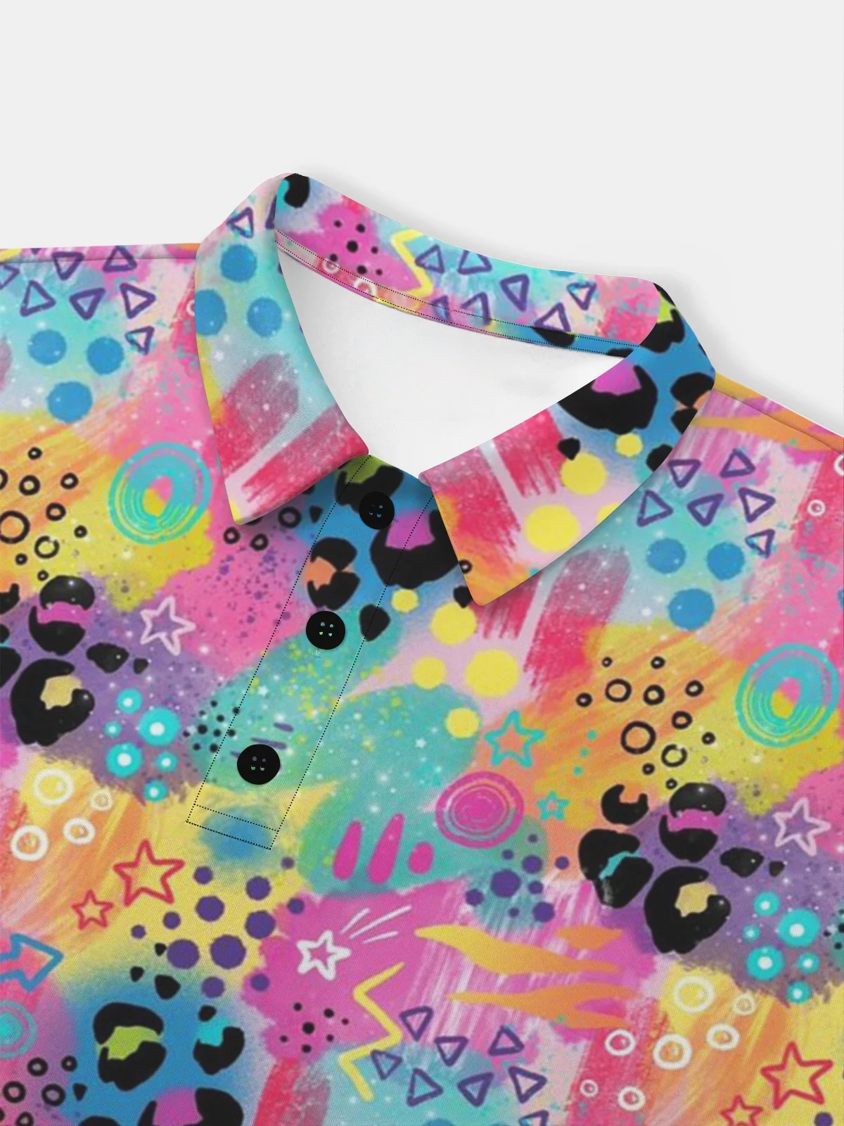 Moisture Wicking Gradient Color Abstract Leopard Short Sleeve Golf Polo