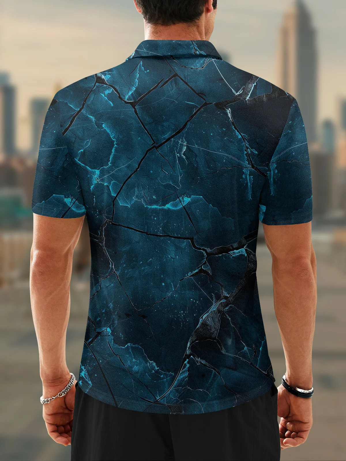 Moisture Wicking Ombre Abstract Stripes Short Sleeve Golf Polo