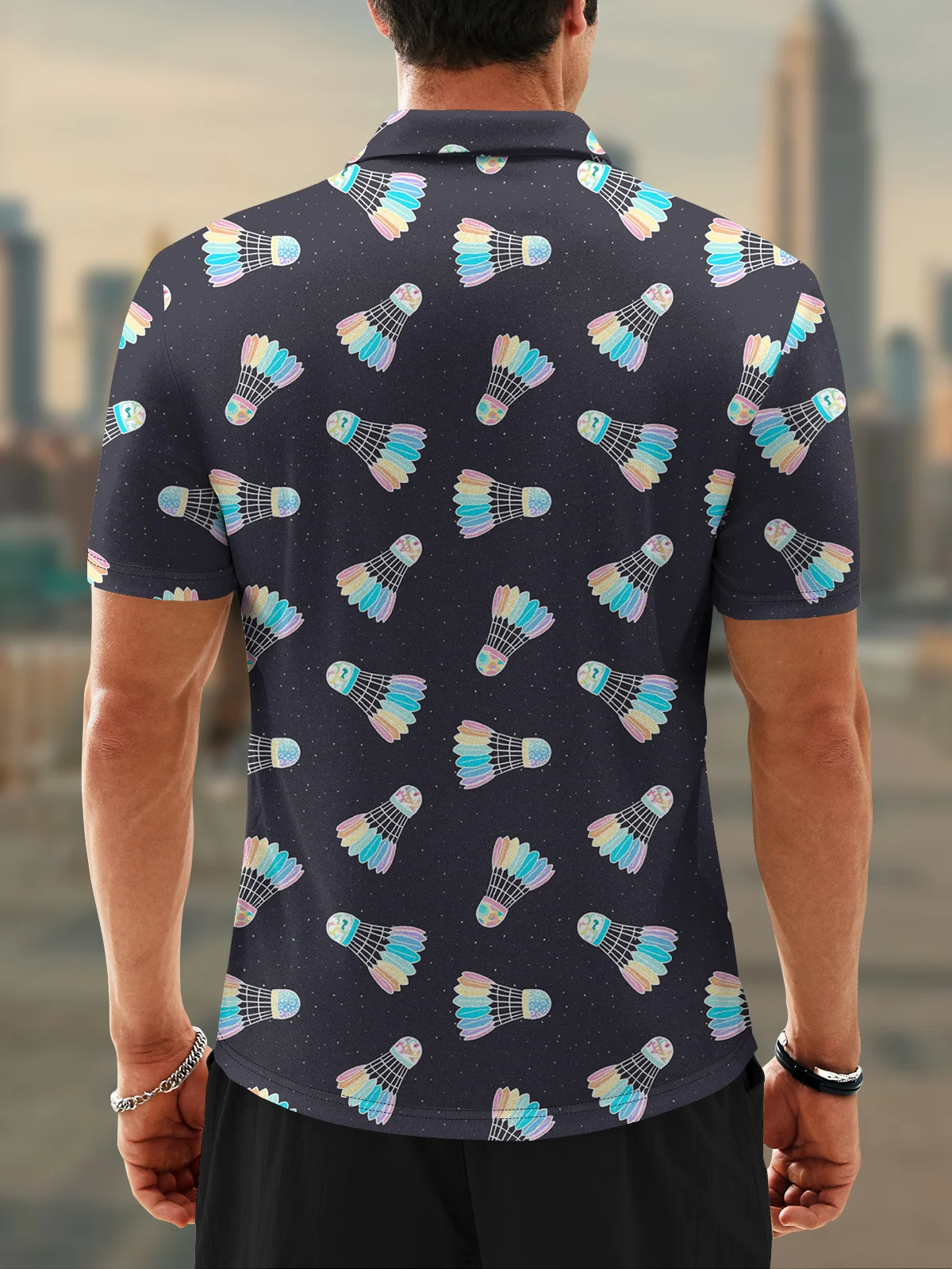 Moisture Wicking Rainbow Badminton Short Sleeve Golf Polo