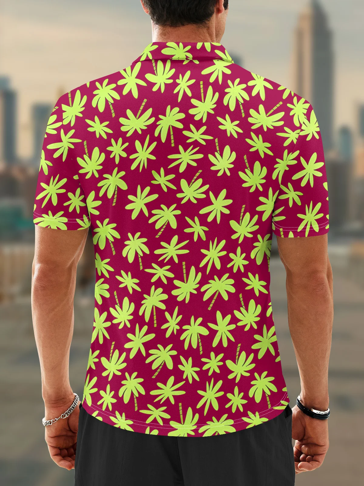 Moisture Wicking Hawaiian Coconut Trees Golf Polo